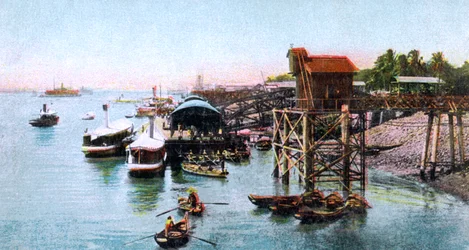 Haven van Rangoon, Myanmar, ca. 1900