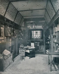 Leeszaal ontworpen door H. Novack en uitgevoerd door J. W. Muller, c1899