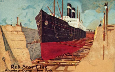 Red Star lijn in droogdok voor reparatie, c1905
