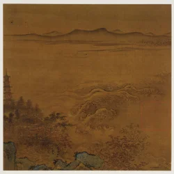 Rivierlandschap: een pagode, schuimende stroomversnellingen, verre heuvels, Ming-dynastie, 1368-1644
