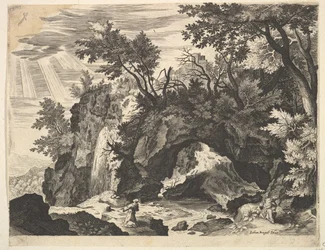 Rotsachtig landschap met de Stigmatisatie van St. Franciscus (kopie)