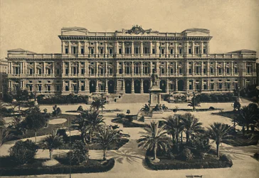 Roma - Prati di Castello. Nieuwe gerechtsgebouwen door Calderini, en standbeeld van Cavour, 1910