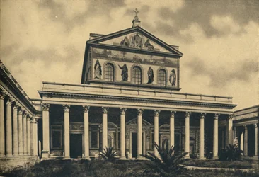Rome - Hoofdfacade van de Basiliek van Sint-Paulus buiten de muren, 1910