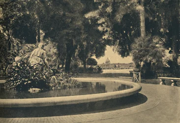Rome - Het Pincio Park. Fontein van Mozes, gered van het water door Brazza
