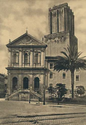Rome - Via Nazionale. Kerk van de heilige Catharina en Torre delle Milizie, 1910