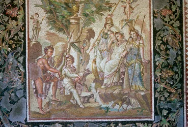Romeins mozaïek van het oordeel van Paris