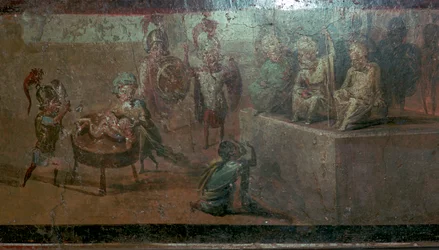 Romeinse muurschildering van het oordeel van Salomo