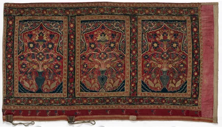 Koninklijke ronde tent gemaakt voor Muhammad Shah wandpaneel met drie panelen A, 1834-1848