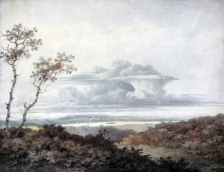 Landelijk landschap en wolkenstudie door Luke Howard, maart 1849