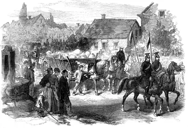 Russische lansiers brengen proviand, 1870