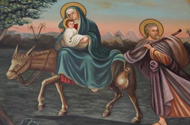 Koptische kerk van Sint Antonius schilderij: de vlucht naar Egypte, Jeruzalem, Israël