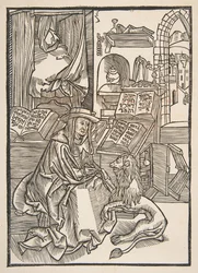 Sint Hiëronymus die een Doorn uit de Poot van de Leeuw Haalt, Lyon 1508 kopie