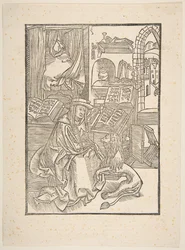 Sint Hiëronymus haalt een doorn uit de poot van de leeuw, Lyon, 1508 kopie