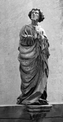 Sint-Jan van Calvarie Anoniem beeldhouwwerk Dim. 150 cm Collegiale Saint Hippolyte, Poligny (Jura)