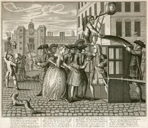 Satirische prent van St James Palace, Londen, 1740