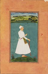 Sawai Jai Singh staand in een landschap
