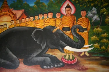 Scène uit het leven van de Boeddha, Vientiane, Laos