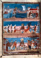 Scènes uit het leven van St. Hiëronymus, uit de Bijbel van Karel de Kale, 9e eeuw