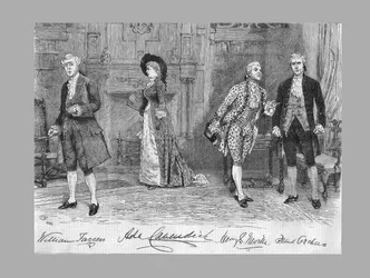 School for Scandal toneelstuk in het Vaudeville Theatre, 1882