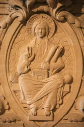 Beeldhouwwerk van Christus in Soulac basiliek, Soulac, Frankrijk