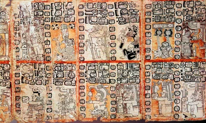 Sectie uit de Mayaanse Troano Codex, 15e eeuw