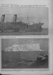 Doorsnede van de Titanic en ijsberg, 20 april 1912