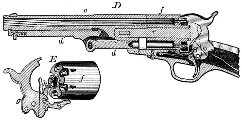 Doorsnede van de Colt-revolver, c1880