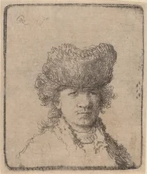 Zelfportret in een bontmuts