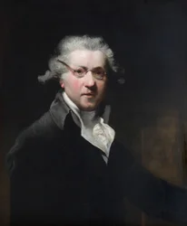 Zelfportret van de Engelse schilder Joshua Reynolds met bril, 18e eeuw