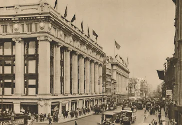 Selfridges en de laatste van de oude Oxford Street winkels die het gebouw opslokte, ca. 1935