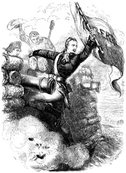 Sergeant Jasper herstelt de vlag, 1776 ca 1880