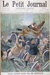 Ernstig ongeluk veroorzaakt door fietsen, Parijs, 1900