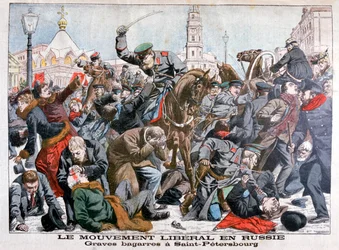 Hevige gevechten door de Liberale Beweging in Rusland, Sint-Petersburg, 1904