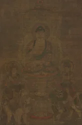 Shakyamuni Triade: Boeddha bijgestaan door Manjushri en Samantabhadra, ca. 900