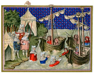 Schepen die proviand brengen naar het Engelse leger, campagne van Richard II in Ierland, 1399, 1893