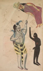 Shiva draagt het lichaam van zijn Sati, 1800s