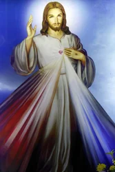 Winkel die religieuze christelijke artikelen verkoopt. Barmhartige Jezus, ik vertrouw op U. Ho Chi Minhstad. Vietnam