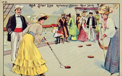 Shuffleboard aan boord van een Red Star Line passagiersschip