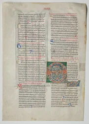 Enkel blad uit een Decretum door Gratianus: Gedecoreerde Initiaal Q[uidam habens filium obtulit], ca. 1160-1165