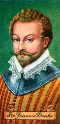Sir Francis Drake, uit een serie sigarettenkaartjes