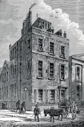 Huis van Sir Isaac Newton op de hoek van Orange en St Martins Streets, Londen, ca. 1880