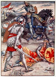 Sir Lancelot verbiedt Sir Bors de koning te doden, 1911