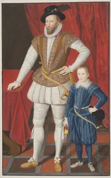 Sir Walter Raleigh en zoon, 1602