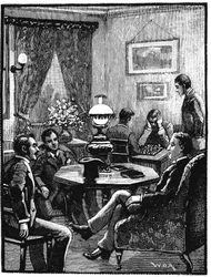 Woonkamer in YMCA, Exeter Hall, Londen, 1887