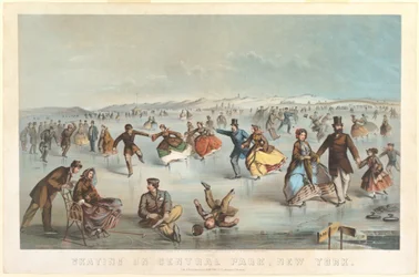 Schaatsen in Central Park, New York, 1861