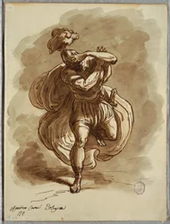 Schetsboek Folio, Blinde soldaat, detail van de bekering van St. Paulus, studie naar Agostino Carracci