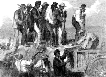 Slavenarbeid versterkt de vestingwerken van Savannah, Georgia, Amerikaanse Burgeroorlog, 1863