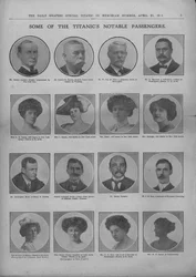 Enkele van de opmerkelijke passagiers van de Titanic, 20 april 1912