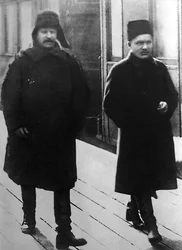 De Sovjetleiders Jozef Stalin en Sergej Kirov, Moskou, USSR, 1928