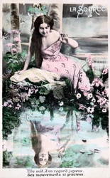 Lente, vintage Franse ansichtkaart, ca. 1900